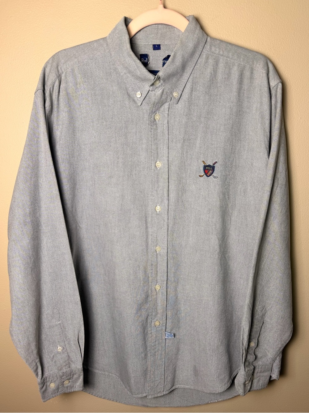 Vintage Polo Ralph Lauren Golf Crest Oxford Button Down Shirt Blue Men’s L